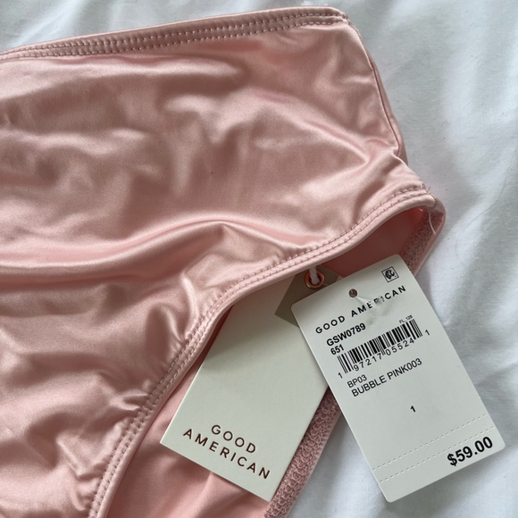 NWT Good American satin bubble gum pink bikini top and bottom set - Picture 2 of 12